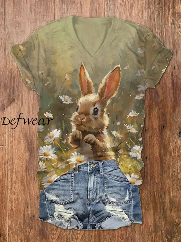 Women’s Easter Bunny Print T-Shirt As picture / S