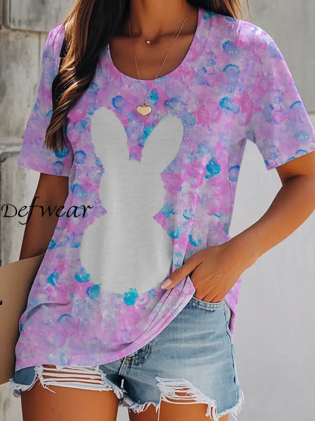 Women’s Easter Bunny Print T-Shirt As picture / S