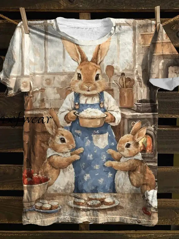 Women’s Easter Bunny Print T-Shirt As picture / S