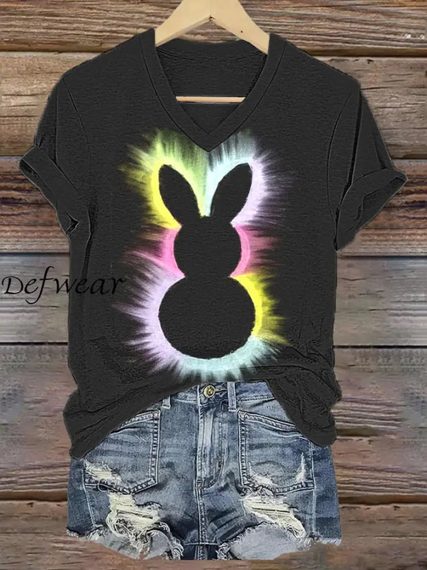 Women’s Easter Bunny Print T-Shirt Black / S