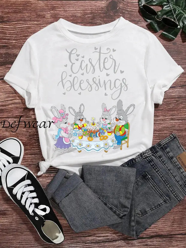 Women’s Easter Bunny Print T-Shirt White / S