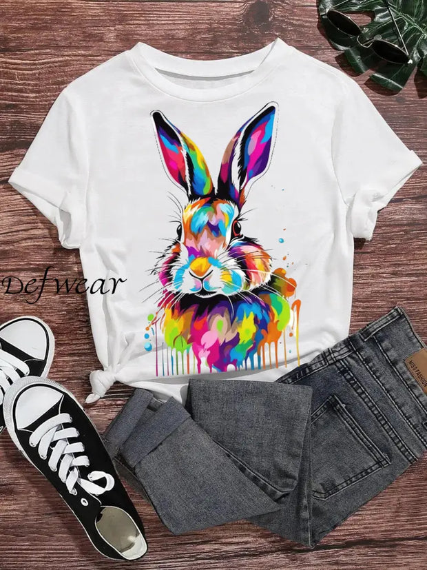 Women’s Easter Bunny Print T-Shirt White / S