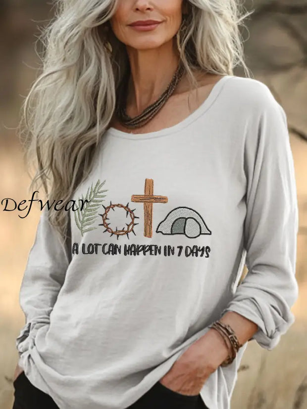 Women’s Easter Faith A Lot Can Happen In 7 Days Printed Top White / 2XL