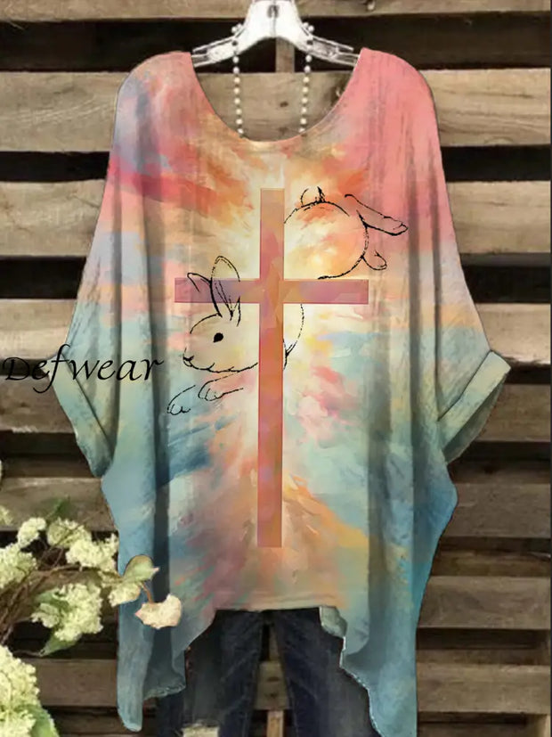 Women’s Easter Faith Cross Printed Top As picture / S