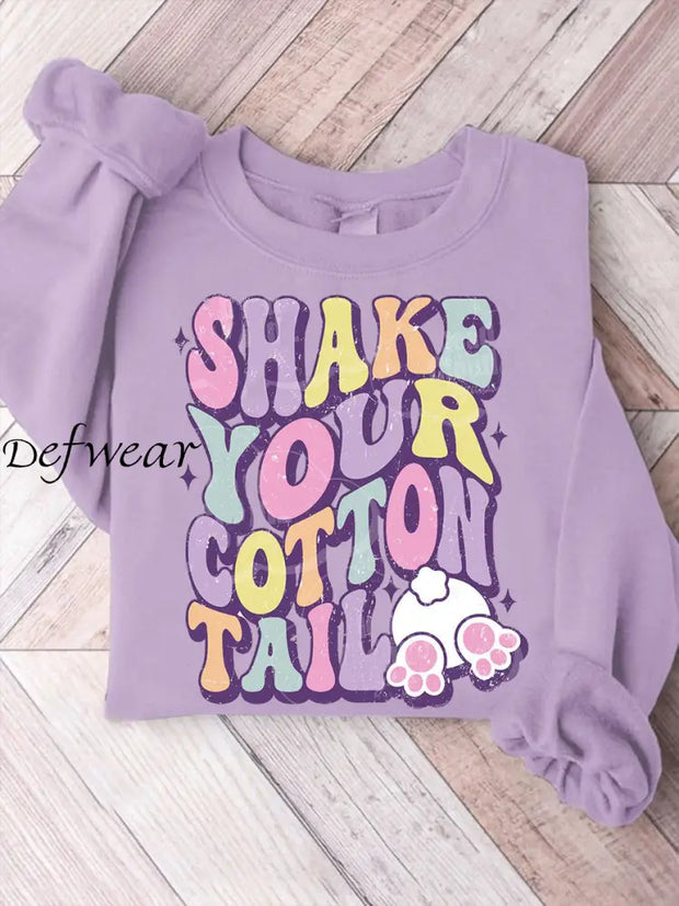 Women’s Easter Shake Your Cotton Tail Print Sweatshirt Light Purple / S