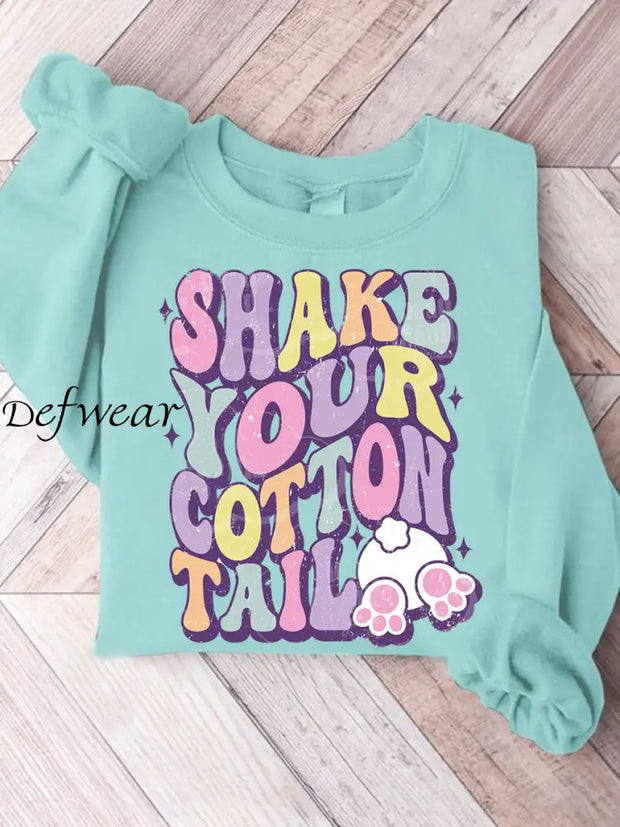 Women’s Easter Shake Your Cotton Tail Print Sweatshirt Sky Blue / 2XL