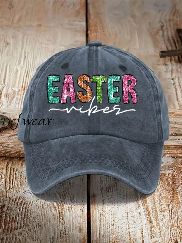 Women’s Easter Vibes Printed Hat Navy Blue / JM