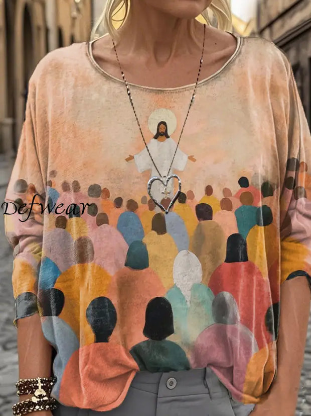 Women’s Faith Art Jesus Printed Shirt As picture / S