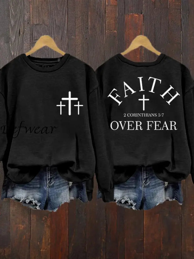 Women‘s Faith Over Fear Casual Sweatshirt Black / S