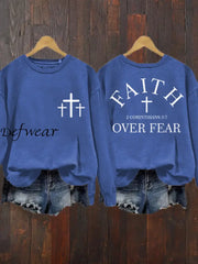 Women‘s Faith Over Fear Casual Sweatshirt Blue / S