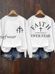 Women‘s Faith Over Fear Casual Sweatshirt White / S