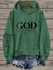 Women’s Faith Printed Hooded Sweatshirt Dark Green / 2XL