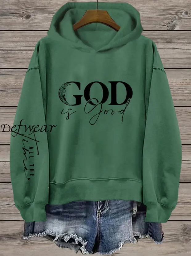 Women’s Faith Printed Hooded Sweatshirt Dark Green / S