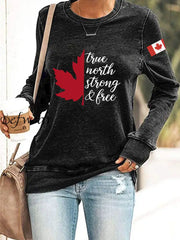 Women’s Free and Strong Canada Printed Sweatshirt Black / S