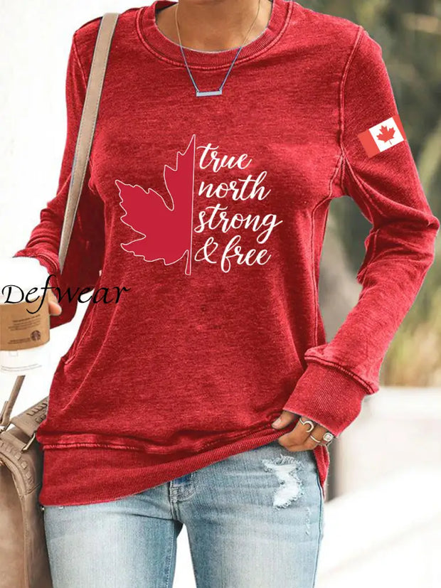 Women’s Free and Strong Canada Printed Sweatshirt Red / S