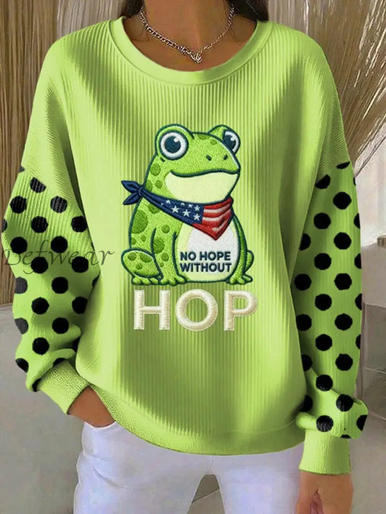 Women’s Frog Resist Ribbed Round-Neck Sweatshirt Light Green / S