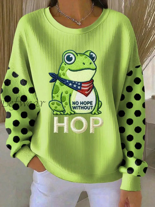 Women’s Frog Resist Ribbed Round-Neck Sweatshirt Light Green / S