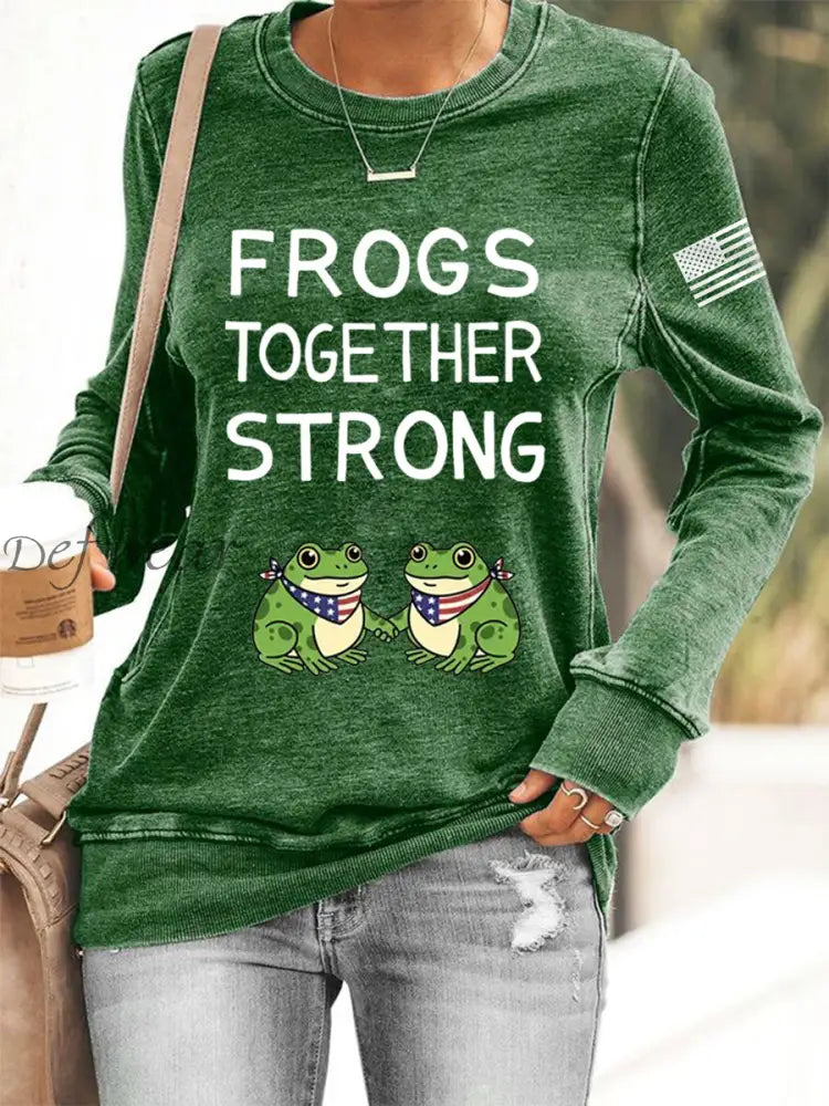 Women’s Frogs Together Strong Portland Frog Protestors Anti Fascism Sweatshirt Green / S