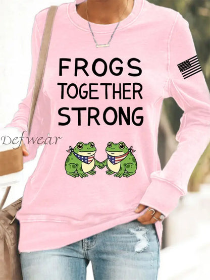 Women’s Frogs Together Strong Portland Frog Protestors Anti Fascism Sweatshirt Pink / S