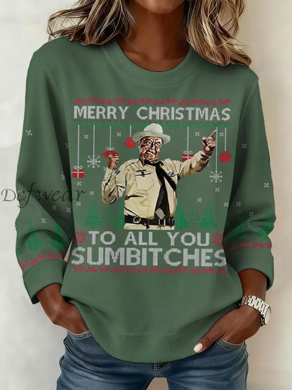 Women’s Funny Christmas Printed Sweatshirt Green / S