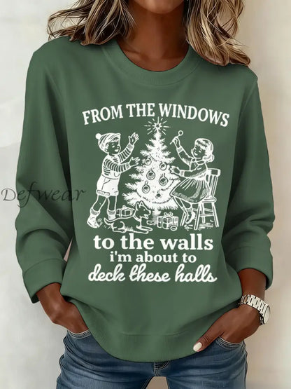 Women’s Funny Christmas Printed Sweatshirt Green / S