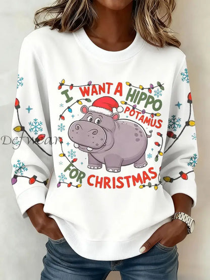 Women’s Funny Christmas Printed Sweatshirt White / S