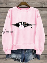 Women’s Funny Easter Hip Hop Bunny Casual Sweatshirt Pink / S