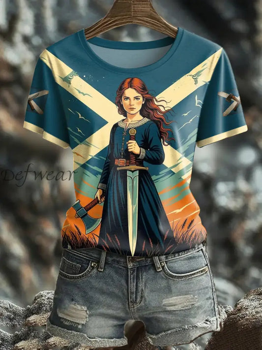 Women’s Girl’s Power Scotland Printed T shirt As picture / S