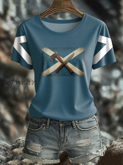 Women’s Girl’s Power Scotland Printed T shirt Blue / S