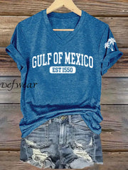 Women’s Gulf Of Mexico Printed V Neck Tee Blue / S