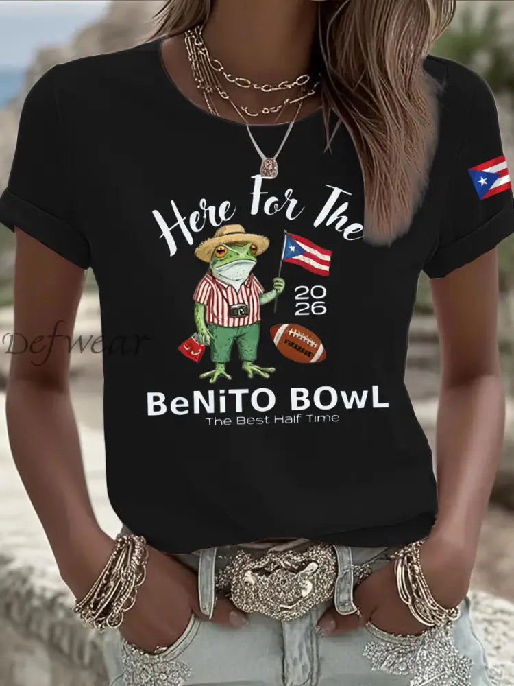 Women’s Here For The Benito Bowl Iron On Short Sleeve T-Shirt Black / S