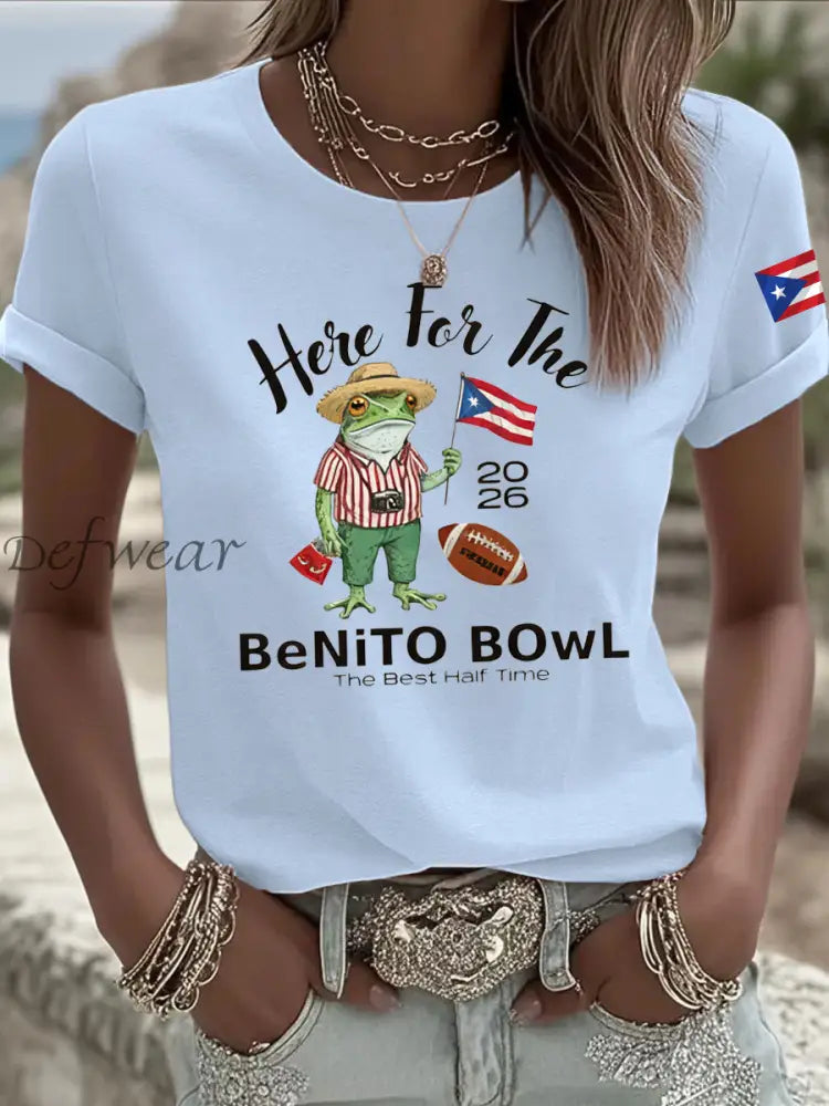 Women’s Here For The Benito Bowl Iron On Short Sleeve T-Shirt Sky Blue / S