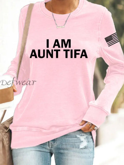 Women’s I Am Aunt Tifa Aunties Against Fascists Sweatshirt Pink / S