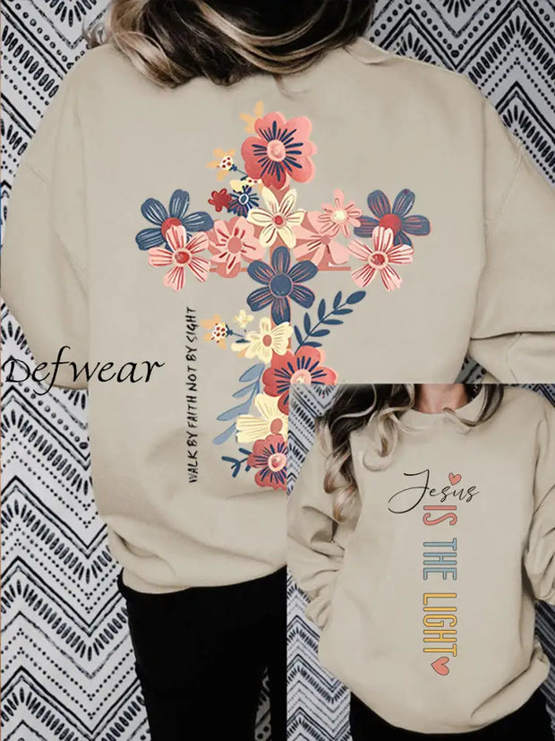 Women’s Jesus Is The Light Print Sweatshirt Apricot / S