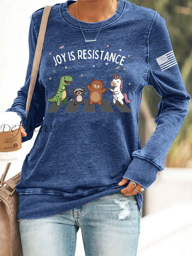 Women’s Joy is Resistance: Portland Frog Protestors Anti Fascism Sweatshirt Blue / S