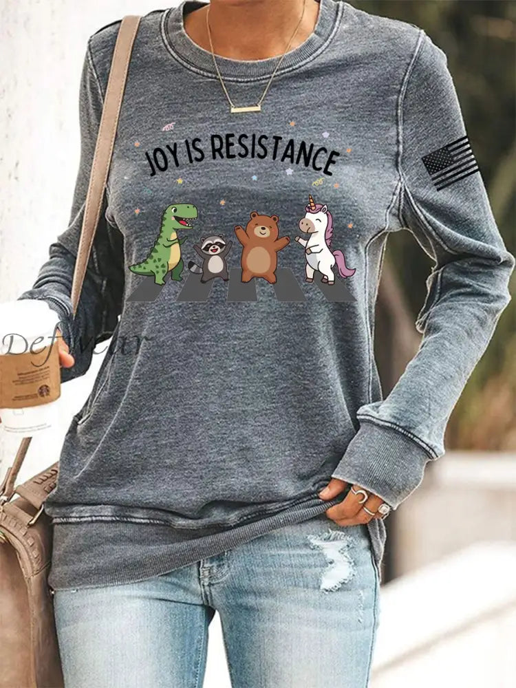 Women’s Joy is Resistance: Portland Frog Protestors Anti Fascism Sweatshirt Gray / S