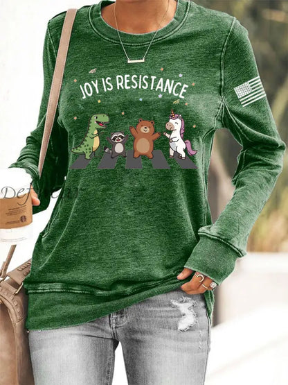 Women’s Joy is Resistance: Portland Frog Protestors Anti Fascism Sweatshirt Green / S