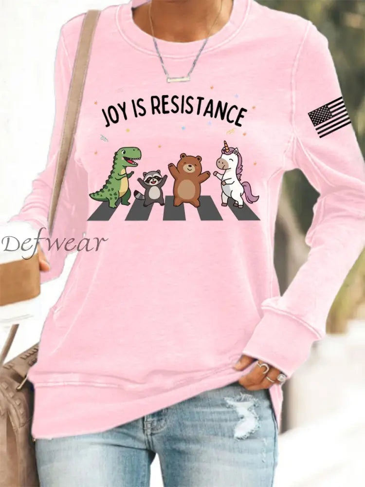 Women’s Joy is Resistance: Portland Frog Protestors Anti Fascism Sweatshirt Pink / S