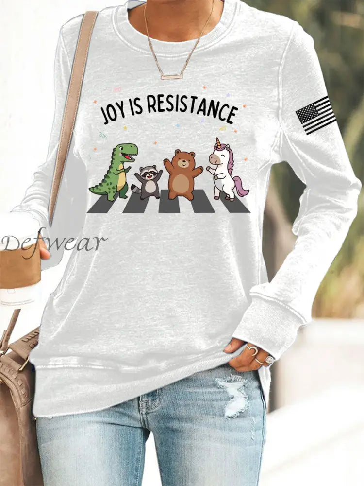 Women’s Joy is Resistance: Portland Frog Protestors Anti Fascism Sweatshirt White / S