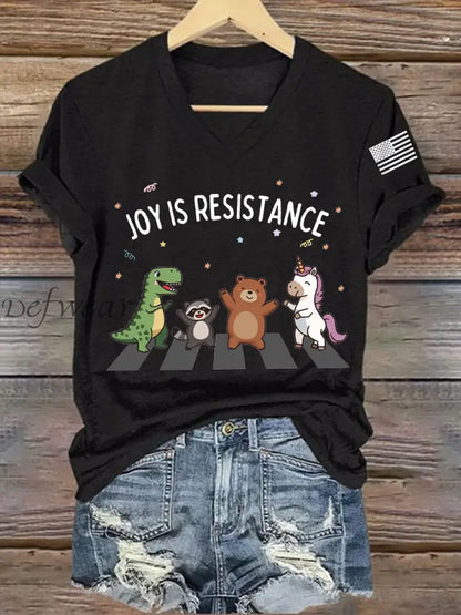 Women’s Joy is Resistance: Portland Frog Protestors Anti Fascism V-Neck Tee Black / S