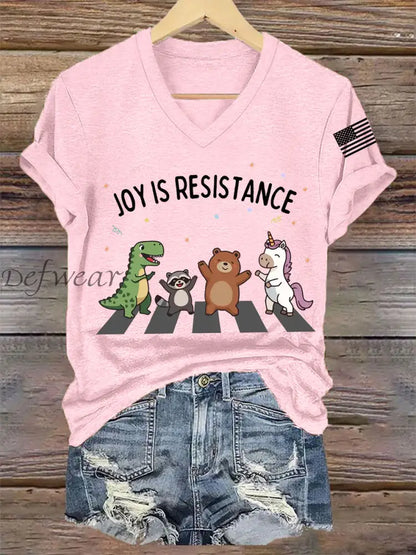 Women’s Joy is Resistance: Portland Frog Protestors Anti Fascism V-Neck Tee Light Pink / S