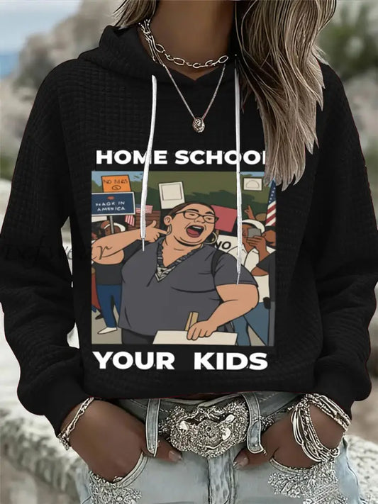 Women’s Lucy Martinez Charlie Kirk’s Printed Waffle Long Sleeved Casual Sweater Black / S