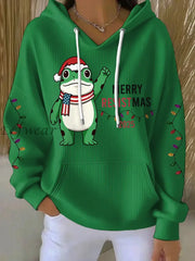 Women’s Merry Resistmas Portland Frog Printed Hoodie Green / S