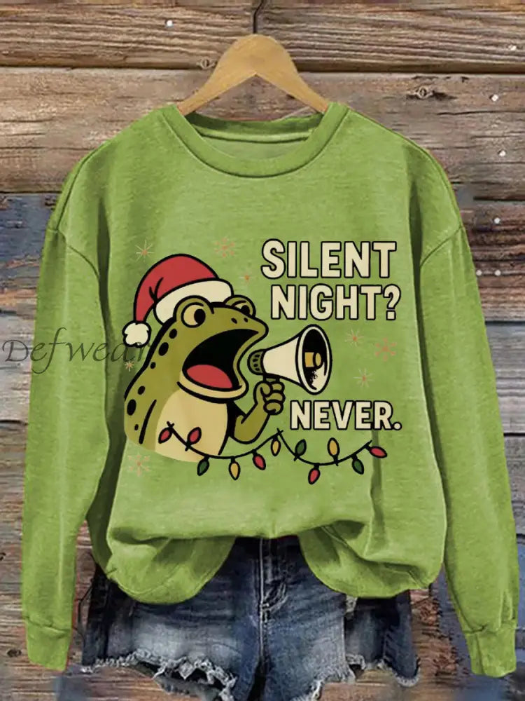 Women’s Merry Resistmas Portland Frog Printed Sweatshirt Light Green / S