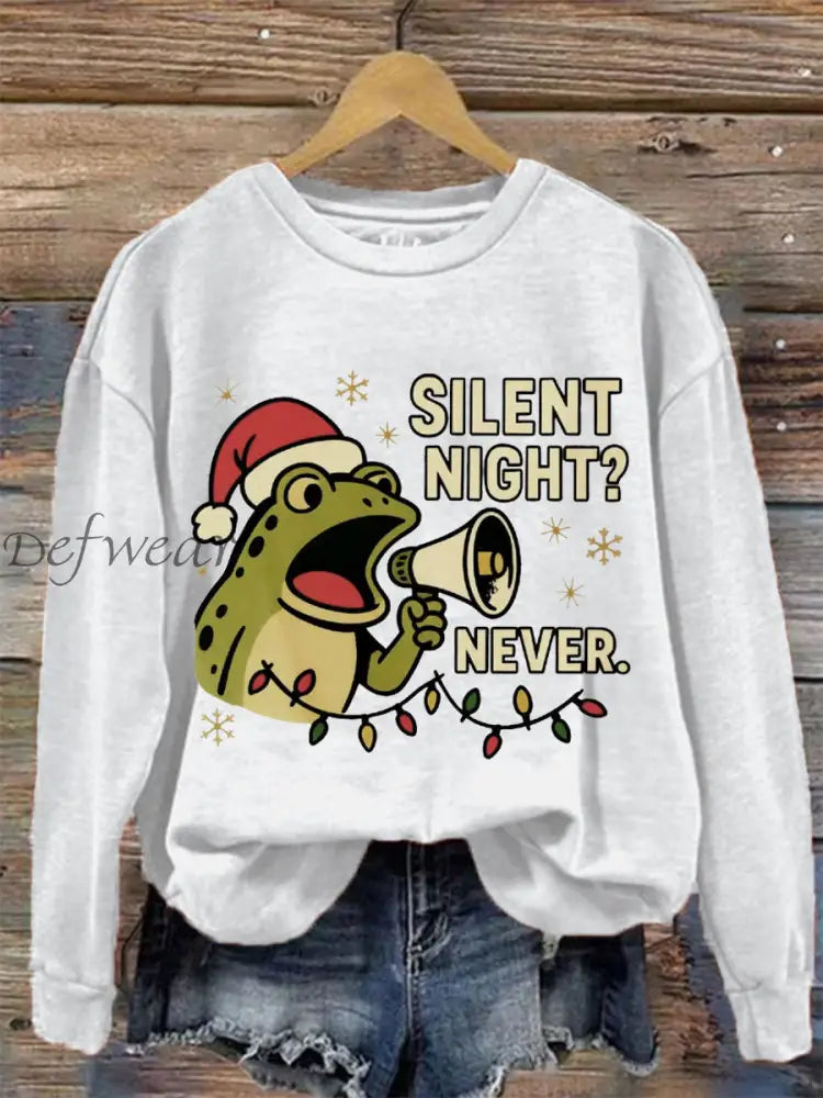 Women’s Merry Resistmas Portland Frog Printed Sweatshirt White / S