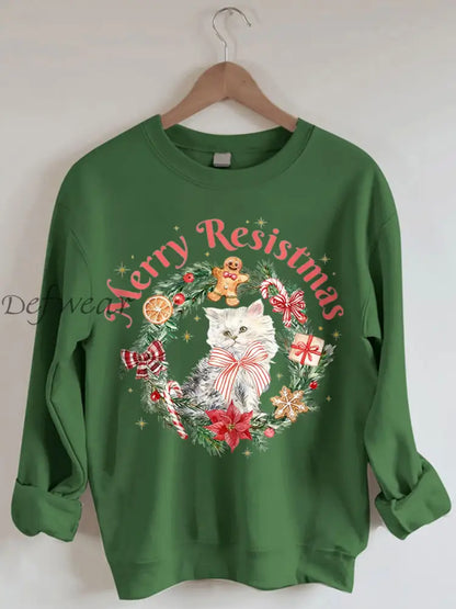 Women’s Merry Resistmas Printed Sweatshirt Green / S