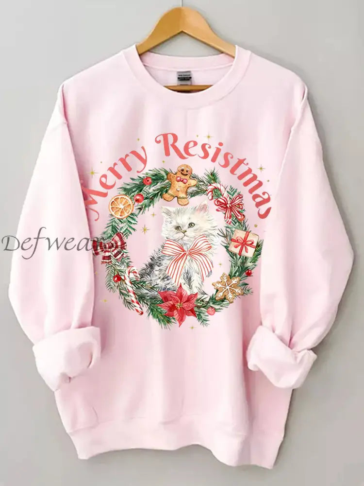 Women’s Merry Resistmas Printed Sweatshirt Light Pink / S