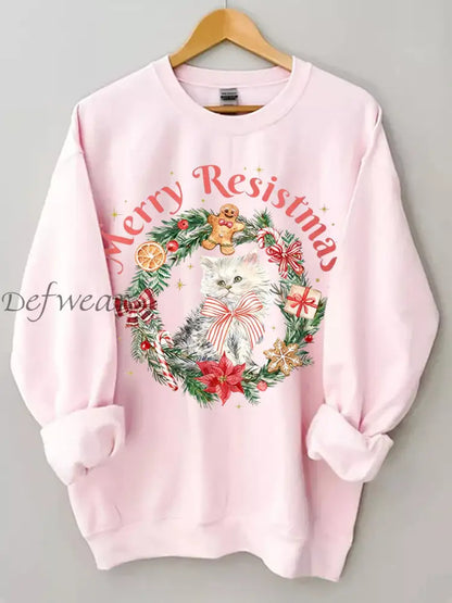 Women’s Merry Resistmas Printed Sweatshirt Light Pink / S