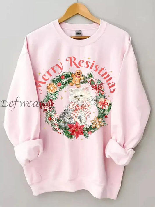 Women’s Merry Resistmas Printed Sweatshirt Light Pink / S