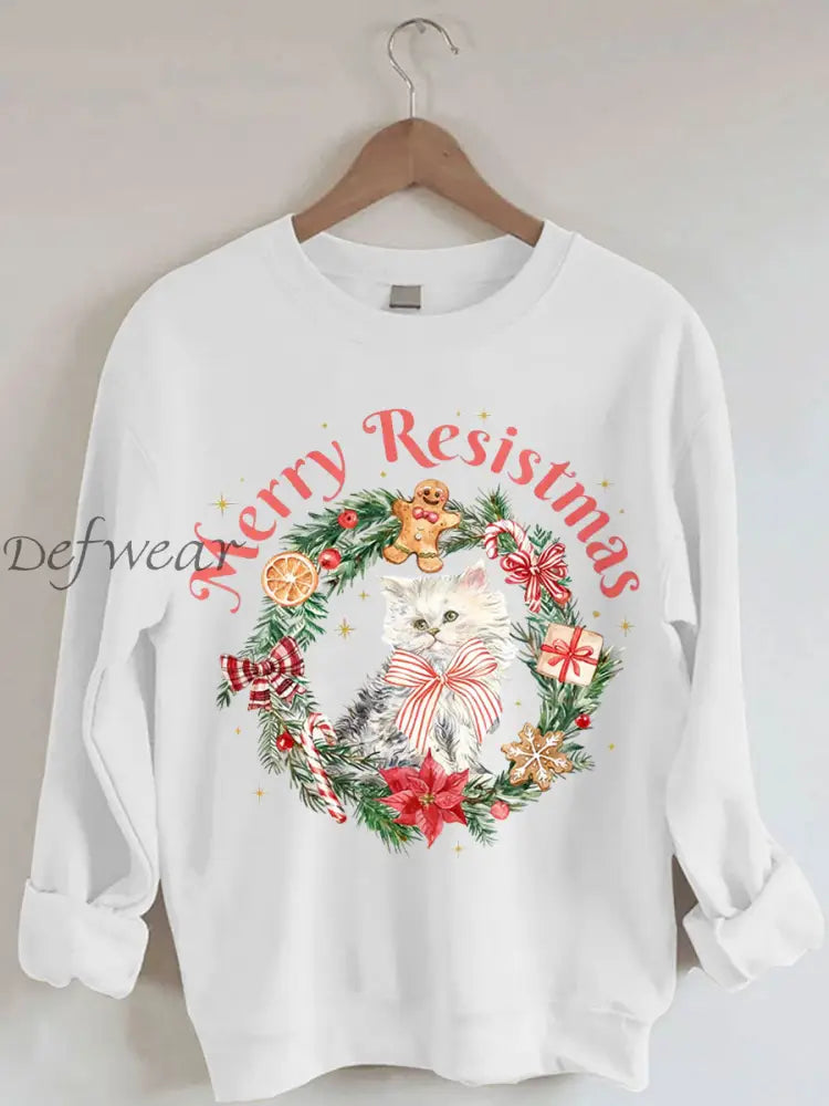 Women’s Merry Resistmas Printed Sweatshirt White / S